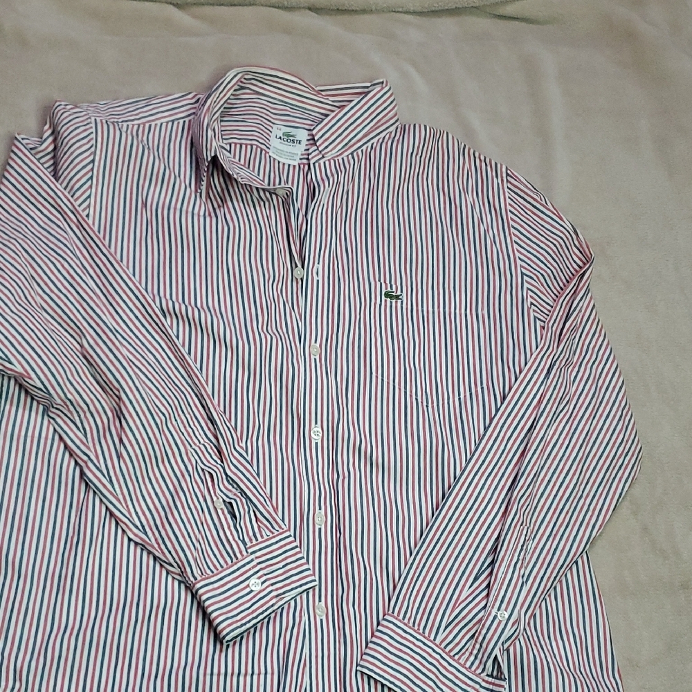 Lacoste Men's Multicolor Striped Button Down Shirt